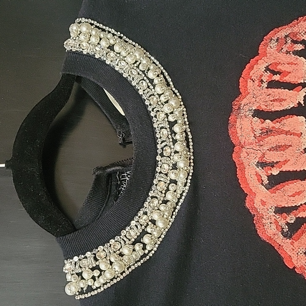 My Favorite Punk Shirt, Rhinestone Sleeves, Jeweled Neckline, Zip Back - Picture 2 of 11
